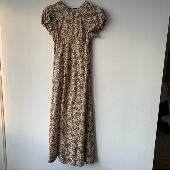 Doen Rhodia Cotton Puff Short Sleeve Maxi Midi Dress Blanc Narcissus Floral - Picture 10 of 16